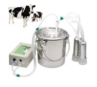 Rechargeable Automatic Milking Machine, Portable Direct Suction Milker | With 3/5/10/14L 304 Stainless Steel Bucket, Silicone Tube, Auto Stop, Nipple Protection, For Cows, Goats & Sheep(Cattle,5L)