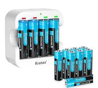 Rechargeable Battery AA with Charger,12-Pack 3500mWh High-Capacity Lithium AA Batteries for Blink Camera,VR Controller.1600Cycles,1.5V Constant Output[12AA+1Charger]