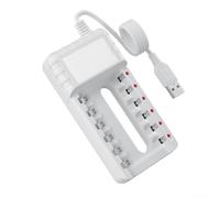 Rechargeable Battery Charger for AA/AAA NiMH Batteries, 8-Slot USB-Powered Fast Charging Station with LED Indicators, Overheat & Short-Circuit Protection,(6 Slots)