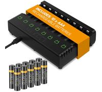 Rechargeable Battery Charging Dock plus 10 x AAA 500mAh Batteries Venom Black One Size