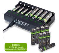 Venom Rechargeable Battery Charging Dock plus 8 x AA 2100mAh and 8 x AAA 800mAh Batteries