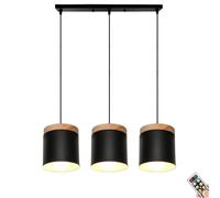 Rechargeable Battery Operated Pendant Light With Remote Control Non Hardwired Ceiling Hanging Chaner For Kitchen Dining Table Living Room Bedroom Farmhouse Bedside L,Black-Straight bar 3 in 1