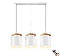 Rechargeable Battery Operated Pendant Light With Remote Control Non Hardwired Ceiling Hanging Chaner For Kitchen Dining Table Living Room Bedroom Farmhouse Bedside L,White-Straight bar 3 in 1