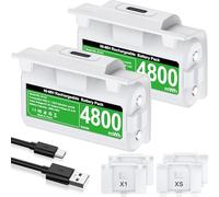 Rechargeable Battery Pack for Xbox Controller, Battery Pack with 2×4800mWh/LED Indicator/12 Hours Playtime,Play and Charge Kit for X-box One/S/X/Elite, Xbox Series S/X Interactive Gaming Figures
