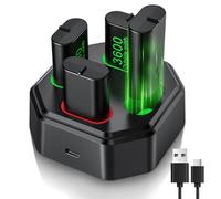 Rechargeable Battery Pack for Xbox One Controller Charger with Upgraded Version 4x3600mWh Batteries, Compatible with Xbox Series X/S, Xbox One S/X/Elite, Witch Fast Charging Station, Type-C Cable