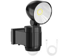 Rechargeable Battery Powered Outdoor Lights, USB Charging LED Security Lights Outdoor Motion Sensor, Timing Outside Light for Day or Night, Flood Light IP65 Waterproof for Garage Yard Garden (1 Pack)