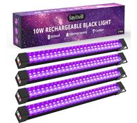 Rechargeable Black Light Bar 4 Packs, Battery Powered Black Lights for Glow Party, Cordless UV Strip Lights with On/Off/Dimma/Flash Switch, for Neon,Uranium Glass, Classroom,Paint, Poster,Stage