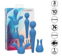 Rechargeable blue wand massager with 2 tips and 10 speeds, Poids 0.52 Kg, Color Blue