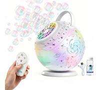 Rechargeable Bubble Machine - 7 Colors Garden Bubble Machine with Remote Control, 360°Automatic Rotation Bubble Maker with 120ml Bubbles Solution, Garden/Outdoor/Wedding/Birthday/Party Decoration
