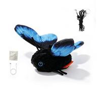 Rechargeable Butterfly Cat Toy Interactive Flapping Suction,Electric Interactive Teaser with Fluttering Wings, Strong Suction Cup & Adjustable Hanging String for Indoor Cats Kittens, blue