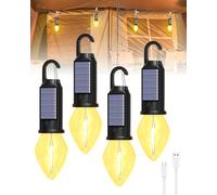 Rechargeable Camping Lamp, Solar Powered Camping Light for Tent, IP53 Waterproof Camping Lights, USB-C Charging Tent Lights for Camping, Hiking, Climbing, 4pcs
