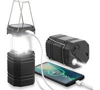 Rechargeable Camping Lights, LED Solar Camping Wind up Lantern, Hand Crank Emergency Light with 3000mAh Battery for Camping, Hiking, Fishing, SOS, Outdoor, Power Cuts-Black