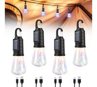 Rechargeable Camping Lights, Solar Camping Lamps with 3 RGB Lighting Modes, Dimmable Camping Lantern Battery Powered for Outdoors, Patio, BBQ, Portable Emergency Light