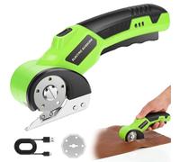 Rechargeable Cardboard Cutter, Cordless Electric Scissors, 4.2V Electric Box Cutter for Cardboard, Safety Lock and LED Light, Powerful Cutting for Carton Carpet Plastic Fabric Leather (Green+1 Blade)
