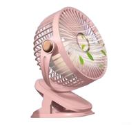 Rechargeable Clip Fan with LED Light USB Portable Plastic Clip-On Fan 18cm Quiet for Desk Office Portable for stroller Fan with Night Light for battery Operated USB Rechargeable Fan 20.5cm High(Pink)