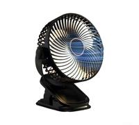 Rechargeable Clip Fan with LED Light USB Portable Plastic Clip-On Fan 18cm Quiet for Desk Office Portable for stroller Fan with Night Light for battery Operated USB Rechargeable Fan 20.5cm High(Black)