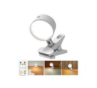Rechargeable Clip On Light with 5000mAh Battery, Eye Caring Clip on Lamp with Touch & Remote with 360° Rotation, USB Clamp Bed Light 3 Color Modes & Dimmable for Book Headboard Bedside Reading Desk