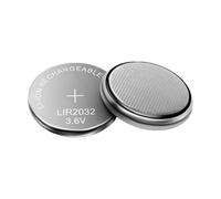 Rechargeable Coin Battery - LIR2032 Ion Rechargeable | Large Capacity 3.6V Cell with Stable Output, Flat Round Lithium Battery for Electronic Tools, Fitness Tracker, Toys, Hearing Aids, DA