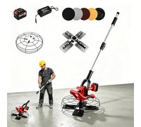 Rechargeable Concrete Trowel Polisher with Manganese Steel Blade, Adjustable Speed, 168cm Extension Pole for Pavement & Floor Construction