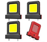 Rechargeable Cordless Floodlight High Brightness Work Light Featuring Heat Dissipation And Build For Low Light Conditions Vehicle Maintenance Home Renovation For Job Site Backup Lighting 4 Units(Red)
