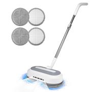 Rechargeable Cordless Floor Cleaner and Polisher, Electric Hard Floor Scrubber with Cleaning Pads for Wood, Tile & Laminate Floors