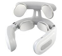 Rechargeable Cordless Neck Massager with Heat, Bio-Electric Pulse, 6 Modes & 10 Intensities, USB Charging, White/Grey