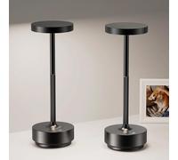 Rechargeable Cordless Table Lamp Outdoor 5000mAh Battery Powered, 2 Black | led table lights 52h battery 3 color dimmable Touch Waterproof for restaurant dining patio memory function usb charging