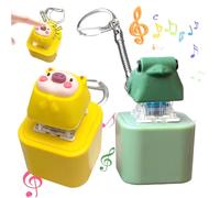 Rechargeable Croaking Frog Keychain Light & Sound Cute Pig Keychain Stress Relief Outlet Fidget Toy for Kids Adults, 2Pcs