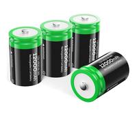 Rechargeable D Batteries, 12000mAh Ni-MH 1.2V D Cell Batteries (HR20), Replace Single-use Alkaline D Batteries (LR20), Rechargeable up to 1,200 Times, 4-Pack