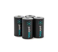 Rechargeable D Batteries with USB Charger by Pale Blue, Lithium Ion 1.5v 5000 mAh, Charges Under 3.25 Hours, Over 1000 Cycles, 2-in-1 USB to Micro USB Charging Cable, LED Charge Indicator, 4-Pack