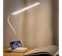 Rechargeable Desk Lamp Reading Light Cordless Table Lamp, Large Battery,Touch Dimmable, 3 Led Modes,Small Portable Lamp for Kids Study Book Light Bedroom Bedside,Highest 17.7" 45cm,Gooseneck,White