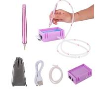 Rechargeable Diamond Painting Pen with USB Charging & Storage Tray, Electric Diamond Art Tool, Stable Vacuum Grip Diamond Paints for 5D Diamond Painting Kits (Light Pink-Plug-in)