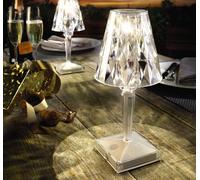 Rechargeable Diamond Touch Control Lamp - USB Charging Dimmable Light for Dining or Side Table - Measures 26 x 8 x 8cm mysmartbuy Clear One Size