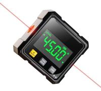 Rechargeable Digital Angle Gauge, Professional Digital Spirit Level (with Laser), Four-Sided Magnetic Inclinometer, Featuring A Backlit Display, Suitable for Carpentry, Construction, and Masonry Work