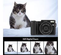 Rechargeable Digital Camera - Multipoint Autofocus 4800W Pixel 4K UHD, Digital Anti - Shake, Face Detection, Continuous Mode with 180° Rotatable Screen for Self - Portraits and A