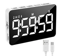 Rechargeable Digital Kitchen Timer for Cooking, Magnetic Timers with Countdown/up, Kids Timer with 5”LED Display 3 Brightness 4 Volume Adjustable for Classroom/Office/Home/Work/Study/Fitness/Game