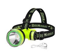Rechargeable Diving Headlamp - LED Gear Headlight, Waterproof Underwater Flashlight | IPX8 Submersible Torch, USB Rechargeable, Deep Sea Exploration Light, Hands- Dive Lamp, Adjustable 2-Mod