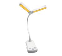 Rechargeable Dual Head Book Eye-Care Clip-on Reading Lamp with Touch Control 3 Adjustable Color Temperatures Dimmable Lighting Angle