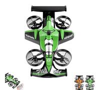 Rechargeable Dual-Mode Car Drone, 2-in-1 Flying Rc Car Drone Hybrid Dual-Mode Vehicle with 3-Speed Adjustment & Remote Control, 360° Aircraft High Speed Drift Cars for Kids (Green 1pcs)