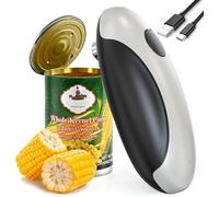 Rechargeable Electric Can Opener, One-Touch Automatic Can Opening with Lid Remover & Smooth Edge Cutting, Food-Safe, Easy to Use for Seniors and Arthritis, Black White