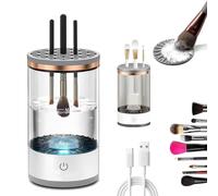 Rechargeable Electric Cosmetic Cleaning Brush, Automatic Spinning Makeup Brush for All Size Makeup Brushes, Makeup Brush Cleaning Tools (White, 002)