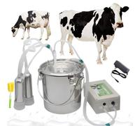 Rechargeable Electric Cow Milking Machine - Pulsation Cattle Milker with Stainless Steel Bucket, Silicone Tube, Auto Stop, Battery Powered, 3L Capacity