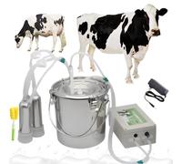Rechargeable Electric Cow Milking Machine with Auto Stop - 3/5/10/14L Capacity Options - Pulsation Cattle Milker with Stainless Steel Bucket & Silicone Tube Sheep 3L