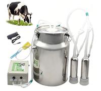 Rechargeable Electric Cow Milking Machine with Auto Stop, 5/10/14L Capacity Options, Pulsation Cattle Milker with Stainless Steel Bucket Silicone Tube Sheep