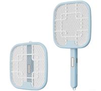 Rechargeable Electric Fly Swatter with UV Light Trap 2500V Insect Killer Racket Foldable Design for Home Garden Pest Control Green 23x47cm(blue)
