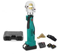 Rechargeable Electric Hydraulic Crimping Tool, Battery Powered Cable Crimper with 12 Die Pairs and OLED Display, for 10-300mm² Wire Crimping, Efficient and Reliable