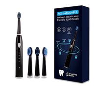 Rechargeable Electric Sonic Toothbrush for Adults Teens with 5 Modes 2 Mins Timer and 4 Duponts Toothbrush Heads, 4 Hours Charge Last 30 Days