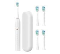 Rechargeable Electric Toothbrush, Electric Soft Gum Toothbrush for Adults with 4 Brush Heads, USB Rechargeable Lasts 180 Days 40000 VPM Deep Clean 6 Modes Toothbrush Includes Travel Case (White)