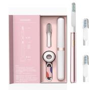Rechargeable Electric Toothbrush | With 2 Replacement Heads, 32000 Vibrations, 3 Modes IPX7 Waterproof, Charging Stand & Slim Travel Case(Pink)