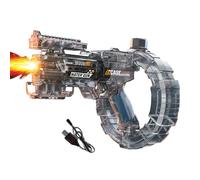 Rechargeable Electric Water Shooter with 800ml Tank & 32ft Range Full-Auto Splash Tot with LED Lights Effect Summer Outdoor Toy for Kids Teens Adults (Black A)